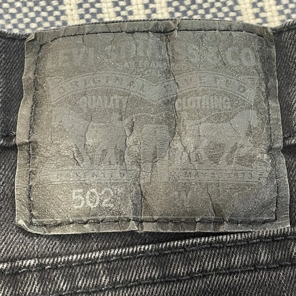 Levis 502 Jeans Mens 42x36 (Fit 42x34) Faded Black Denim Light Stretch